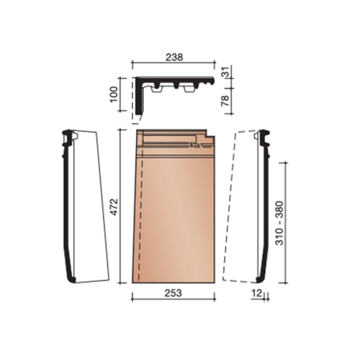 Actua 10 linker halve gevelpan leikleur mat