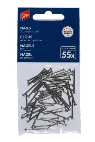 Ellen Tochtstripnagel nikkel 25x1,6 mm zak 55 st