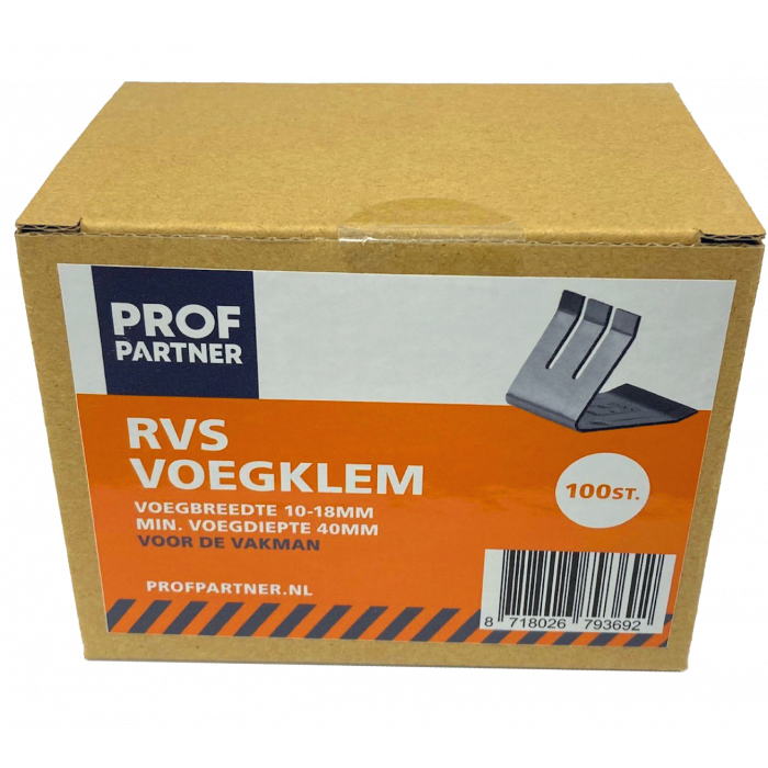 ProfPartner RVS voegklem voegbreedte 10-18mm min.voegdiepte 40mm