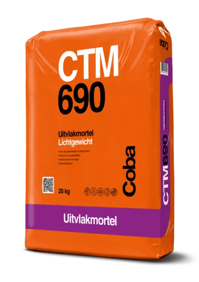 Coba Uitvlakmortel CTM690 20kg  Cementgrijs lichtgewicht 40 zak/pallet