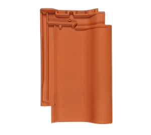 Flachdachpan F-12-U Zuid Gevelpan Ned. m odel links Bordeaux (703) Engobe