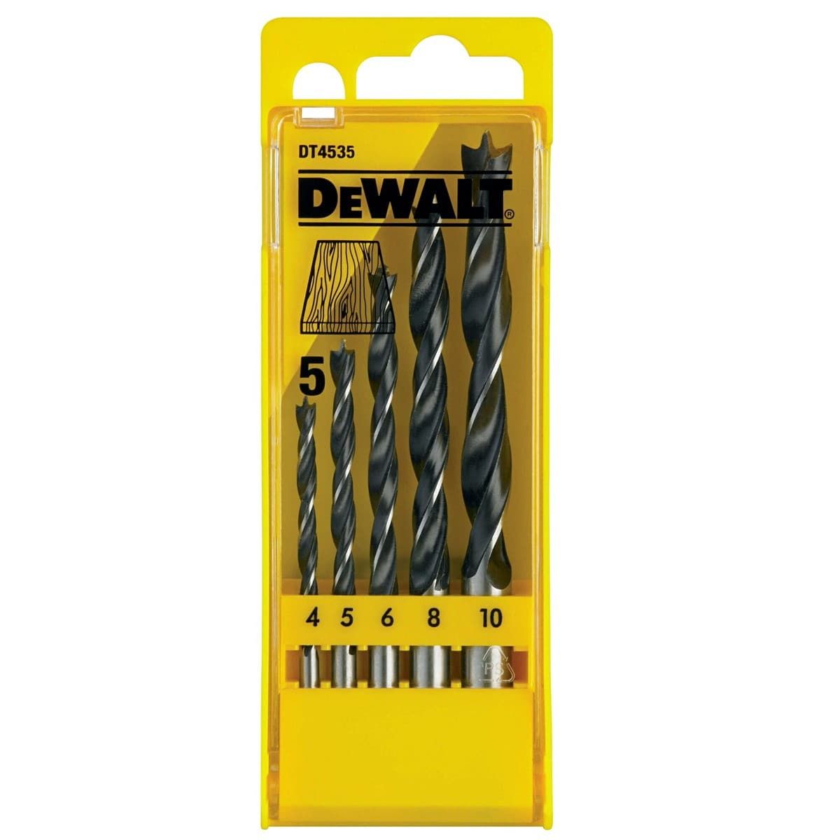 Cassette, 5-delig, houtspiraalboor (diam 4mm-10mm)