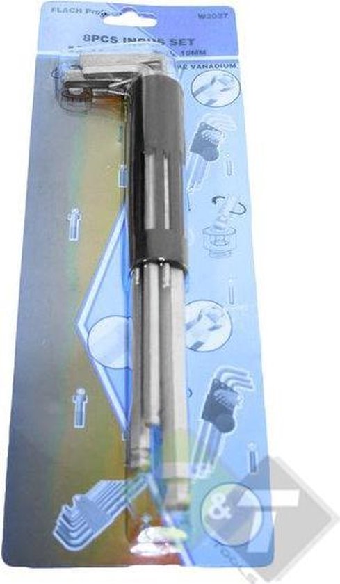 8-delige inbussleutelset mm: 2,0, 2,5, 3,0, 4,0, 5,0, 6,0, 8,0,10,0mm