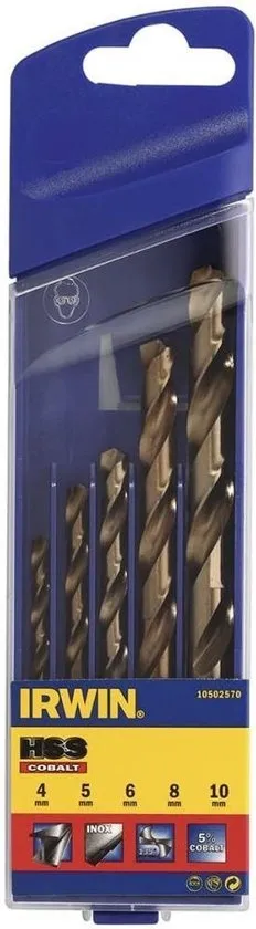 HSS Metaalboor 135gr Cobalt 5-delige set: 4/5/6/8/10 mm