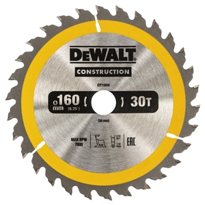 Cirkelzaagblad 160x20x30t, positief10gr, kerf 2,5mm DT1932-QZ