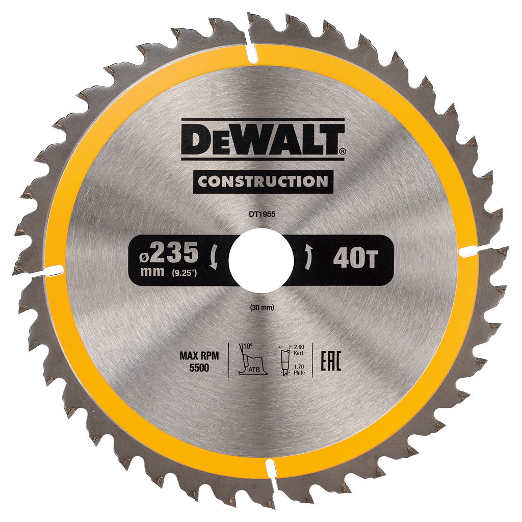 Cirkelzaagblad 184x20x24t, positief18gr, kerf 1,8mm DT1951-QZ