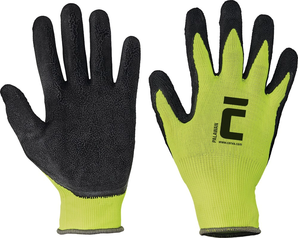 Werkhandschoen palawan geel (12pr) nylon/latex maat 9