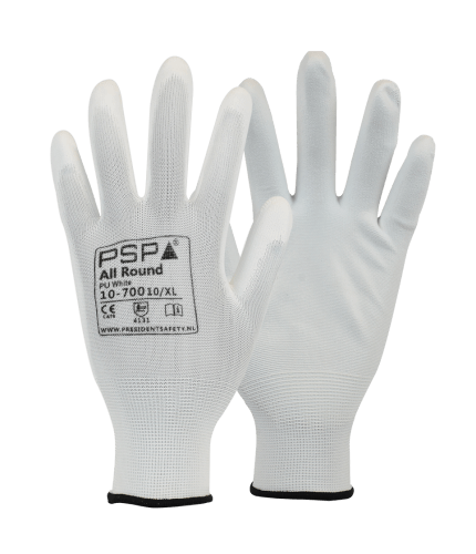 ProfPartner Afbouw werkhandschoenen wit polyester/pu mt 9 bndl 12 paar