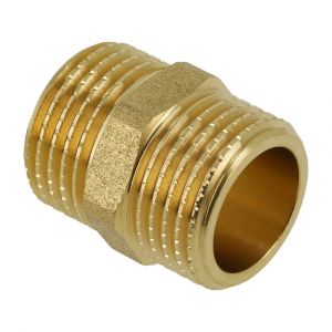 Messing dubbele nippel 2xbu 1/2 inch bonfix label 1 st