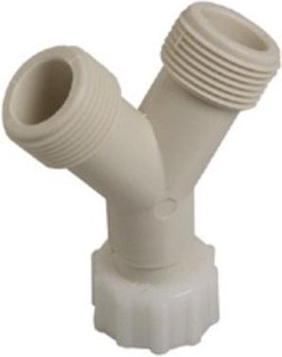 Kunststof y-stuk tbv 2aansl 3/4 inch plieger label gri