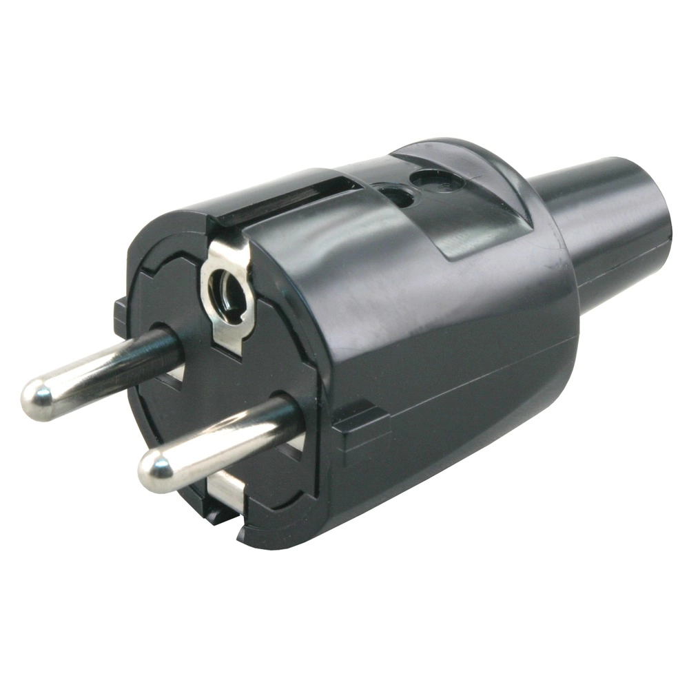 Stekker RA pvc 10/16A zwart
