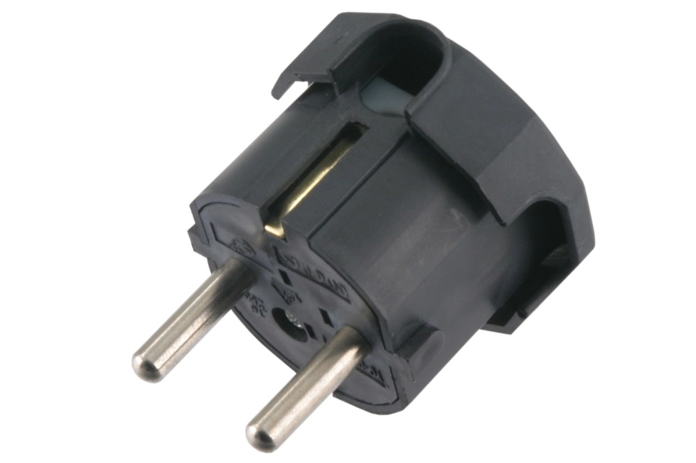 Stekker RA volrubber 10/16A zwart  