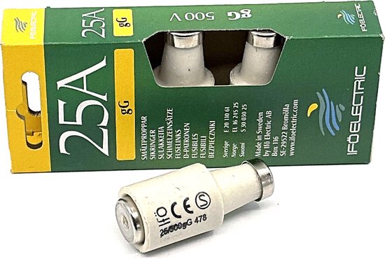 Zekering GG 25A geel doos 5 st  