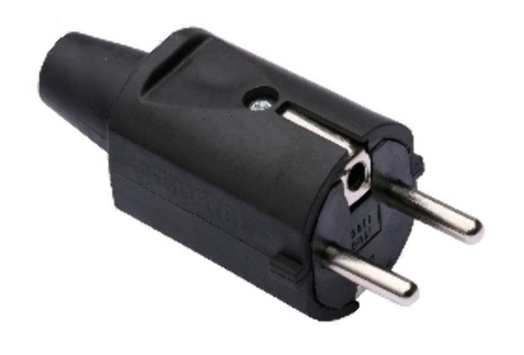 Stekker RA rubber 10/16A zwart