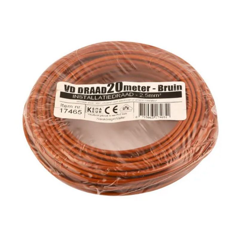 Installatiedraad VD 2,5 bruin rol 20 m1