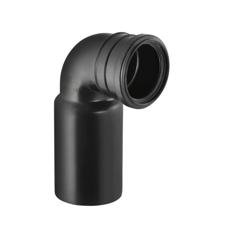 Geberit wandcl.bocht 90 gr tbv GIS/Duofix rond 90mm zwart