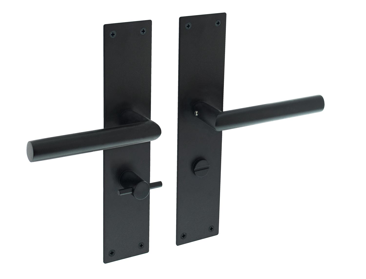 Deurkruk Jura recht Hoek 90° met schild 250x55x2mm WC63/8 zwart