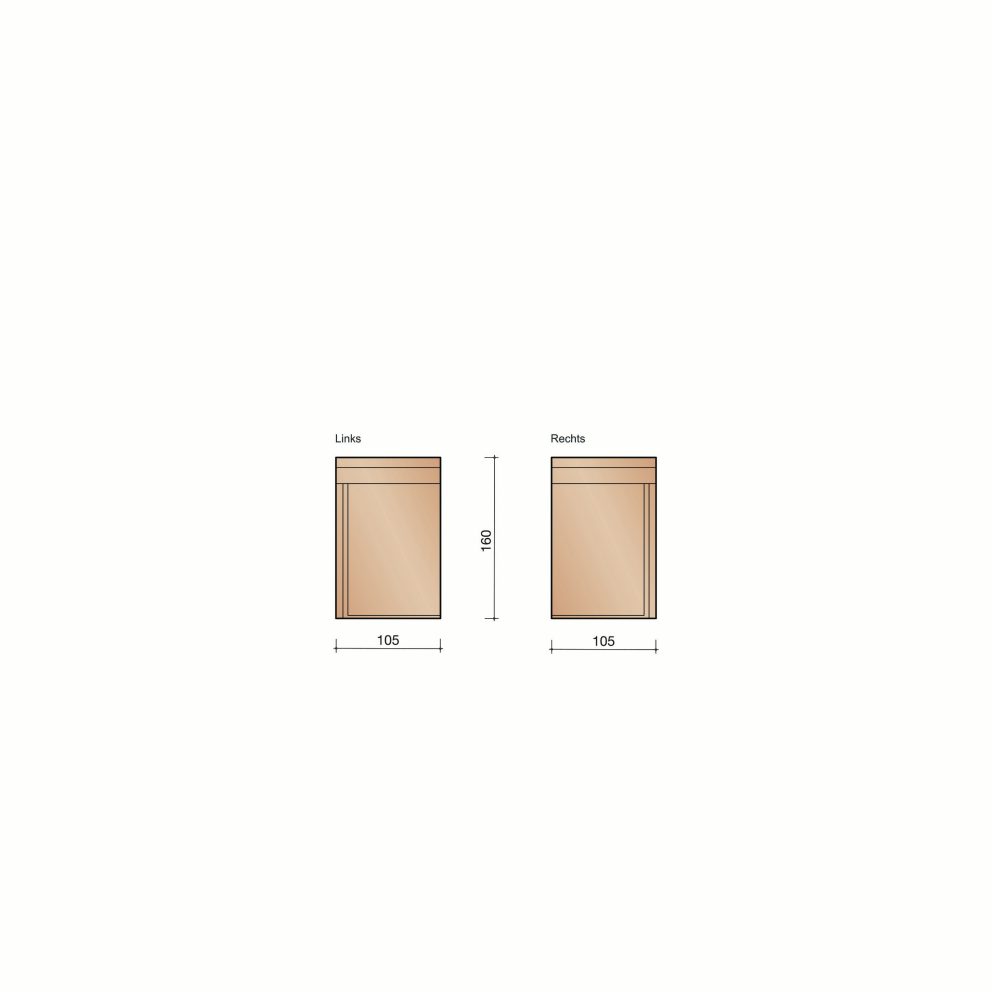 Einddorpel 16x10 met opstaand rand zwart hoogglans rechts