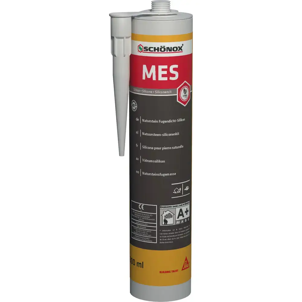 Schonox MES natuursteen siliconenkit platingrijs flacon 300 ml