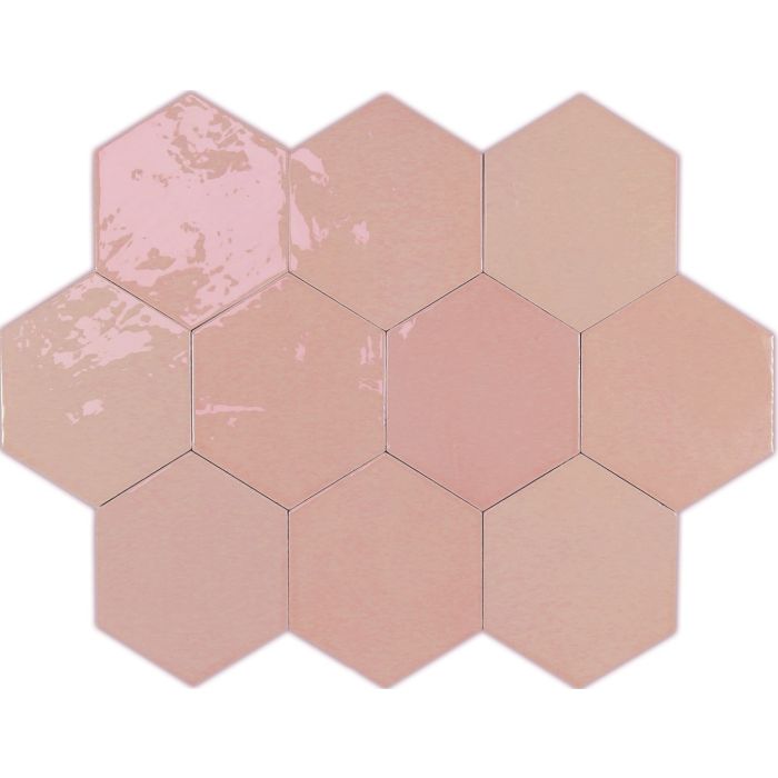 Cotto-WoW Pink            10,8x12,4 38st/ds 119ds/plt      Zellige Hexa