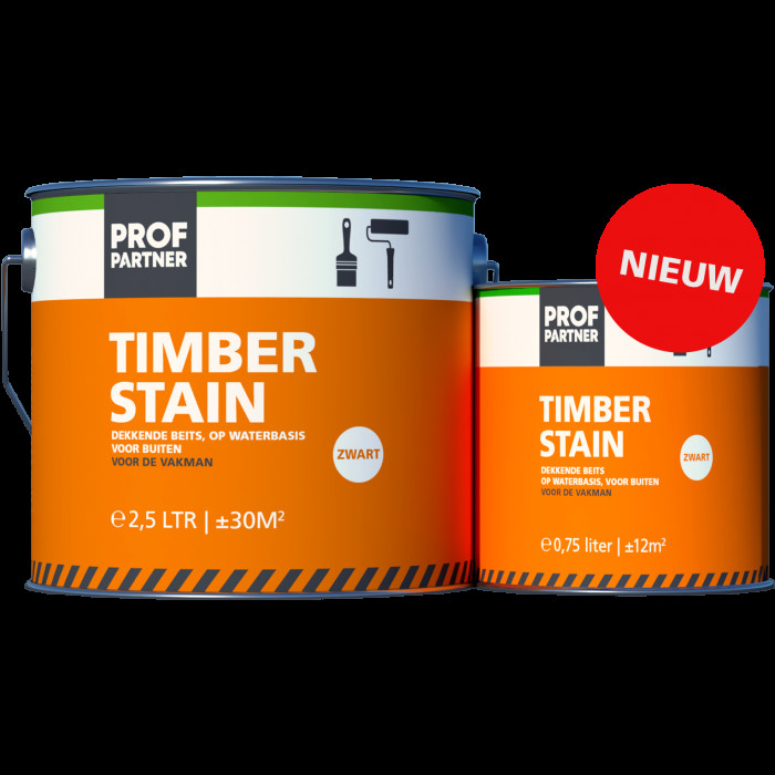 ProfPartner Timberstain acryl zwart blik 750 ml