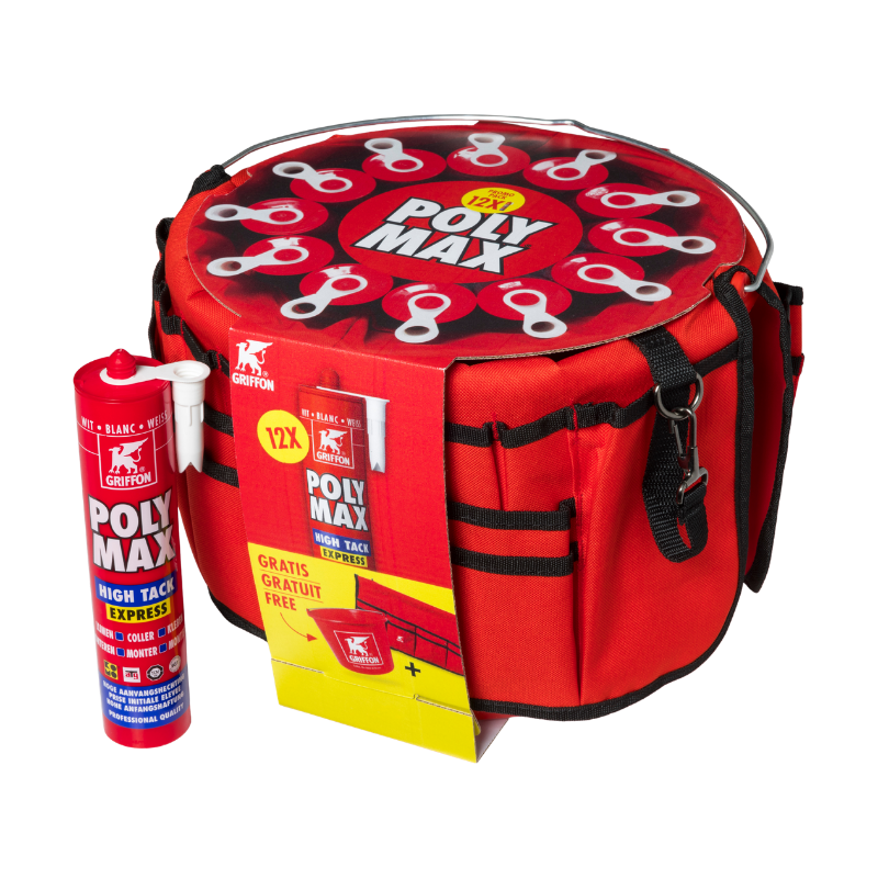 Griffon Toolbucket Poly Max High Tack express-12kok wit+emmer+toolbag