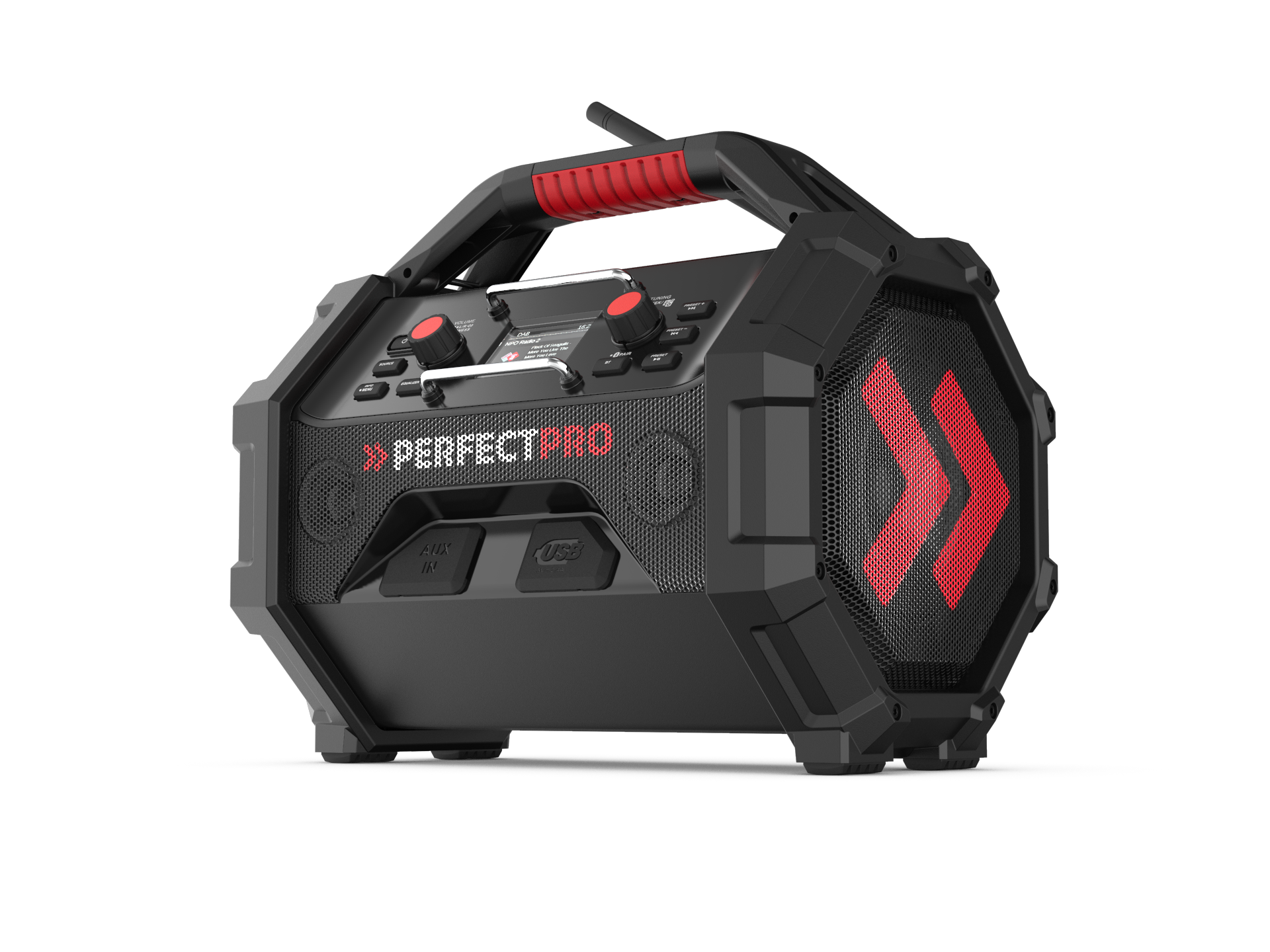 PerfectPro Rocktagon 18V DAB+ / FM / Bluetooth / USB (oplader) / IP65