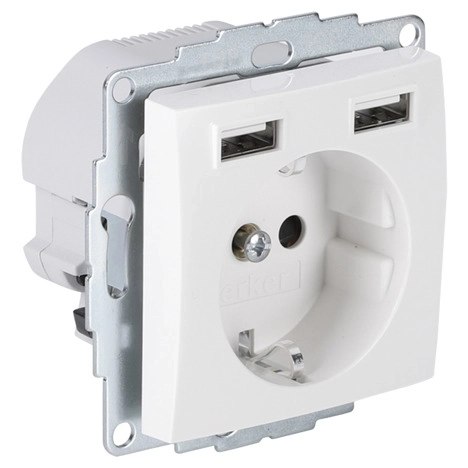 B s1 inbouw contactdoos 1v Ra usb a/a 2.4a polarwit